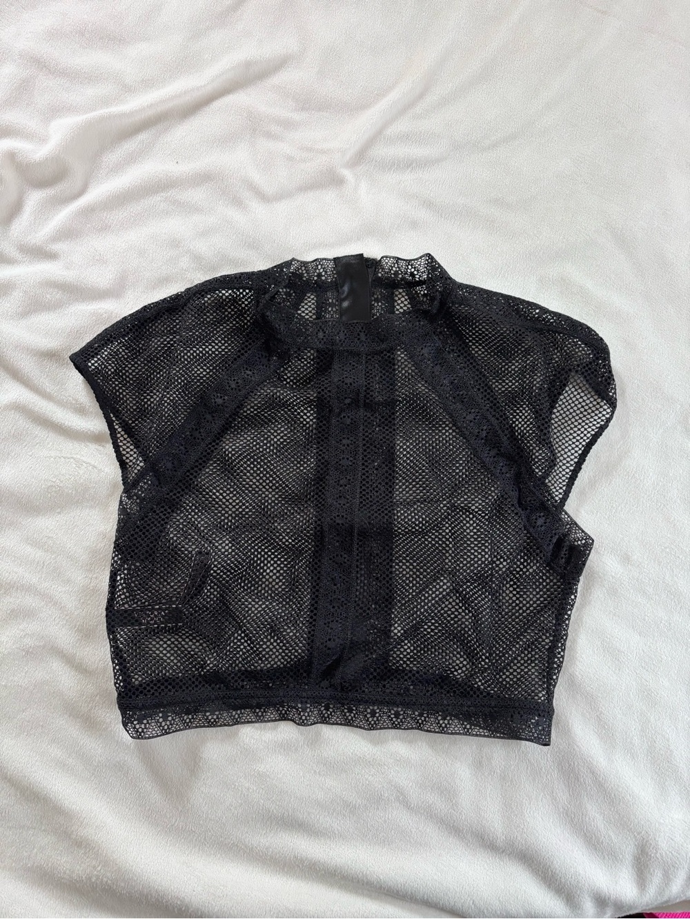 Victoria's Secret Black Sheer Mesh Mock Neck Crop Top